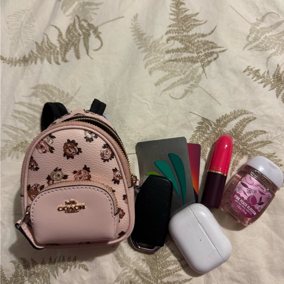 NWT Coach Mini Court Backpack Bag Charm With Rosette Print - Picture 9 of 10